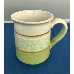 Banded Ceramic Otagiri Style Japan Green Brown 4" Mug‎ Cup Coffee Tea Drink